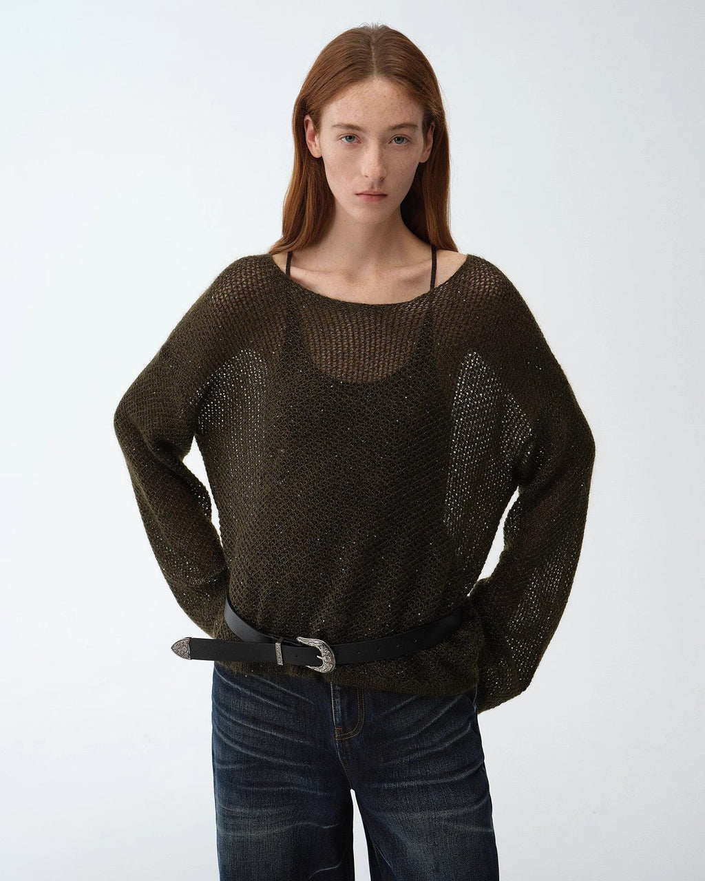 Mohair Sequin Knit Blend Hollow Oversized Sweater | Sparkling Spring