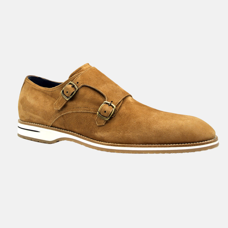 LEGERRA Sueded Goatskin Monkstrap | Cognac