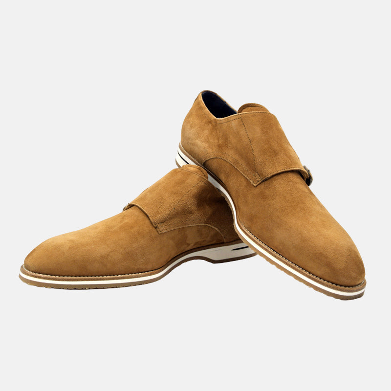 LEGERRA Sueded Goatskin Monkstrap | Cognac