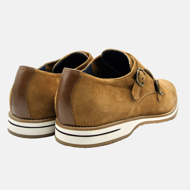 LEGERRA Sueded Goatskin Monkstrap | Cognac