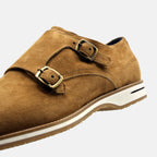 LEGERRA Sueded Goatskin Monkstrap | Cognac