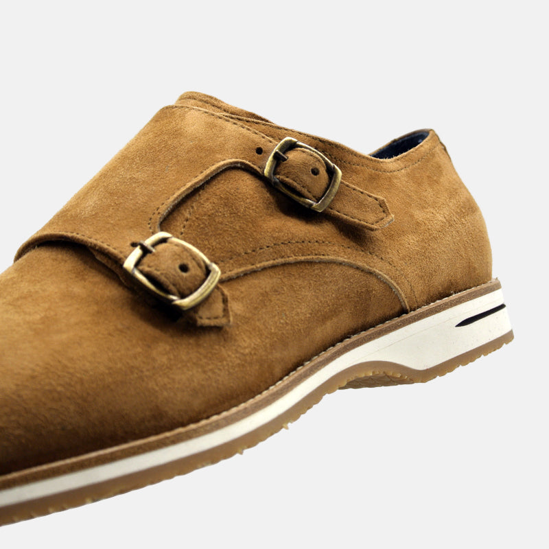 LEGERRA Sueded Goatskin Monkstrap | Cognac