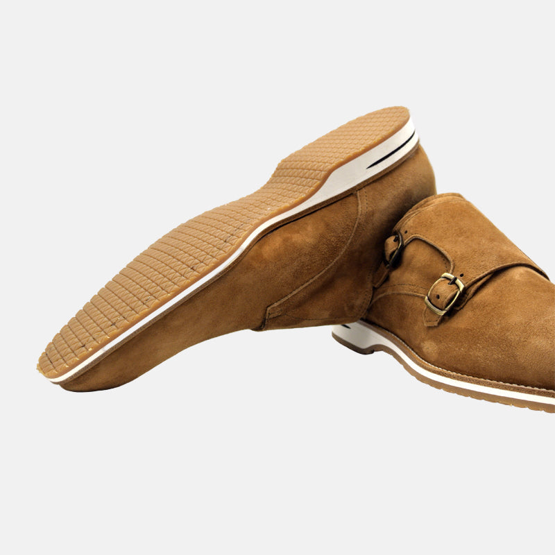 LEGERRA Sueded Goatskin Monkstrap | Cognac