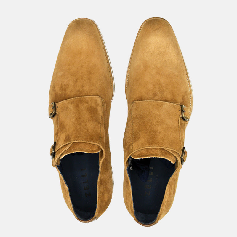 LEGERRA Sueded Goatskin Monkstrap | Cognac