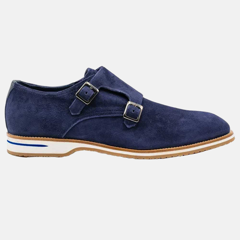 LEGERRA Sueded Goatskin Monkstrap | Navy