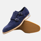 LEGERRA Sueded Goatskin Monkstrap | Navy