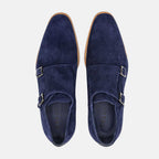 LEGERRA Sueded Goatskin Monkstrap | Navy