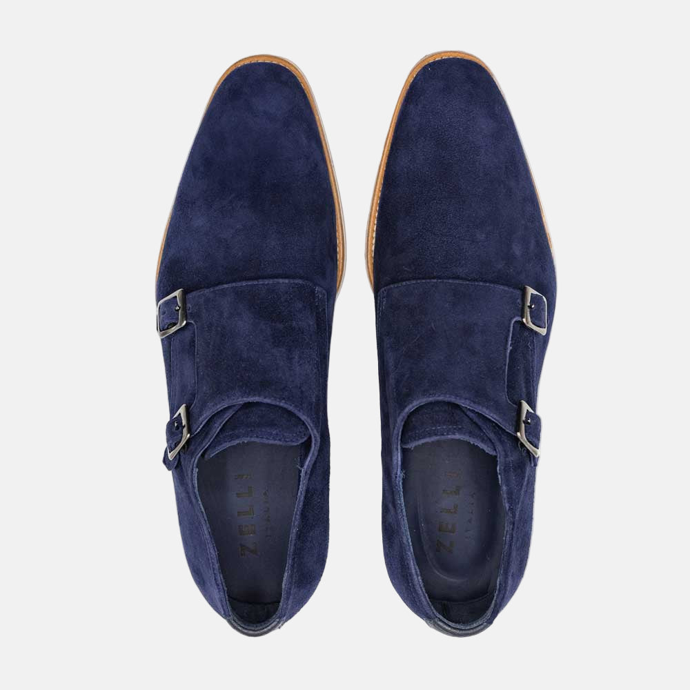 LEGERRA Sueded Goatskin Monkstrap | Navy