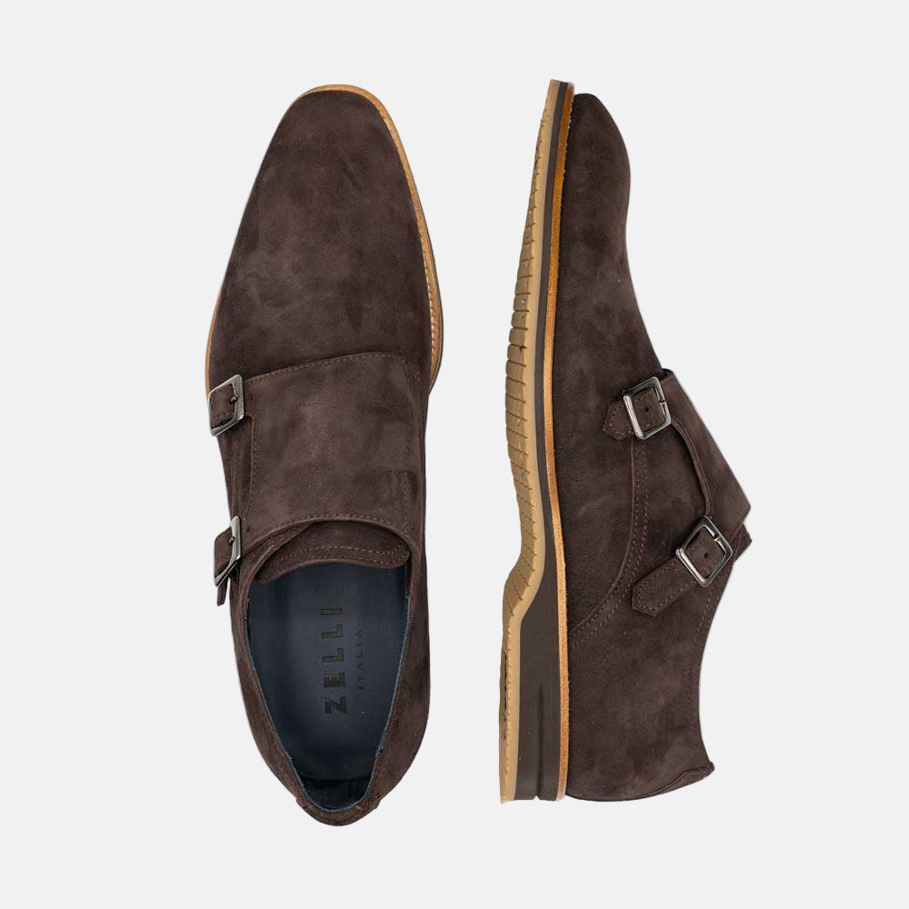LEGERRA Sueded Goatskin Monkstrap | Brown