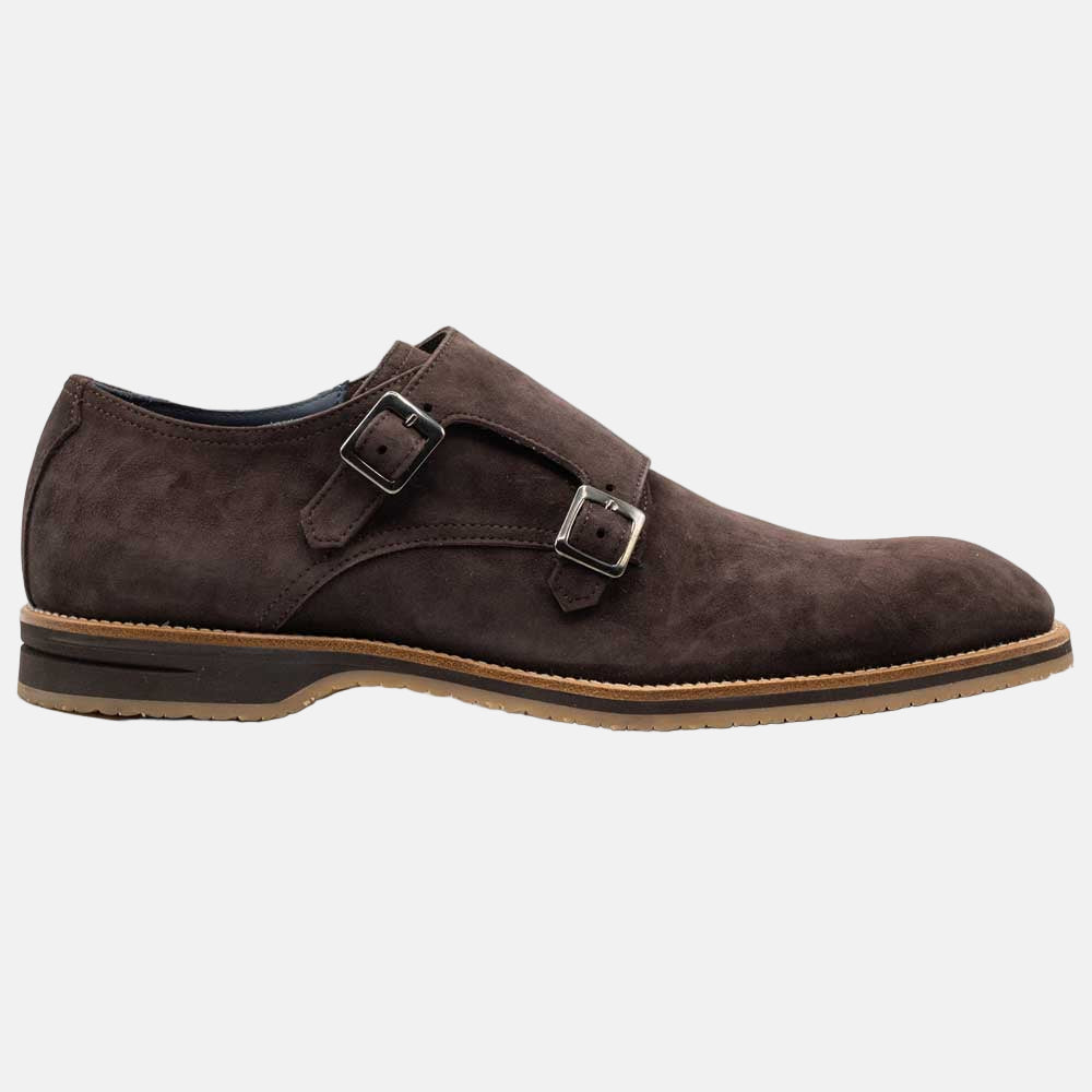 LEGERRA Sueded Goatskin Monkstrap | Brown