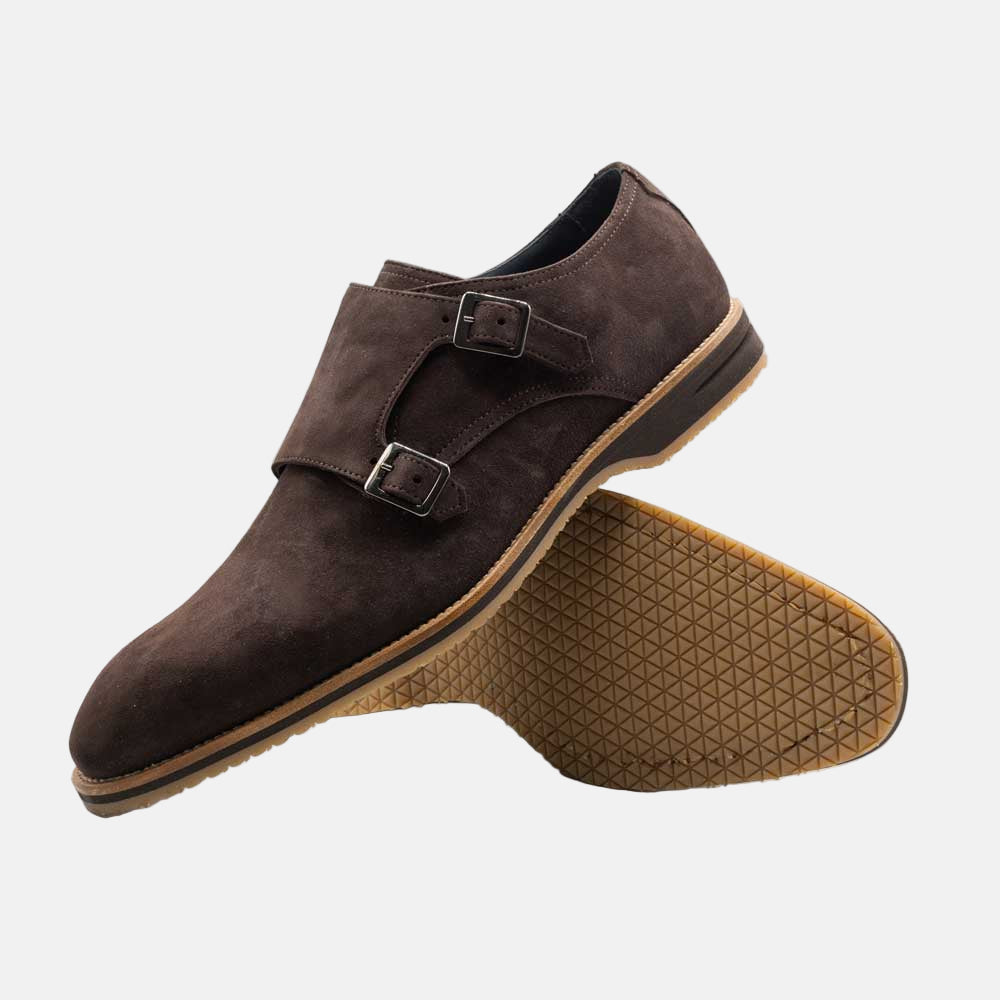 LEGERRA Sueded Goatskin Monkstrap | Brown