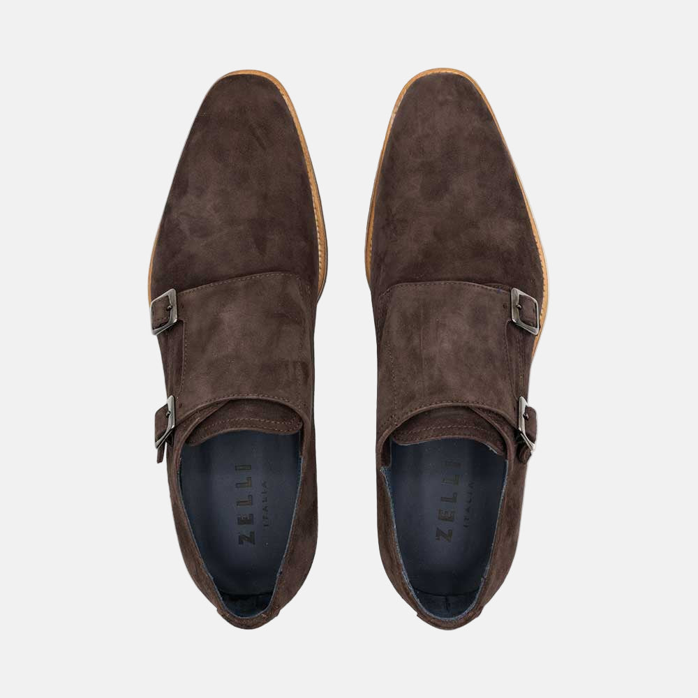 LEGERRA Sueded Goatskin Monkstrap | Brown