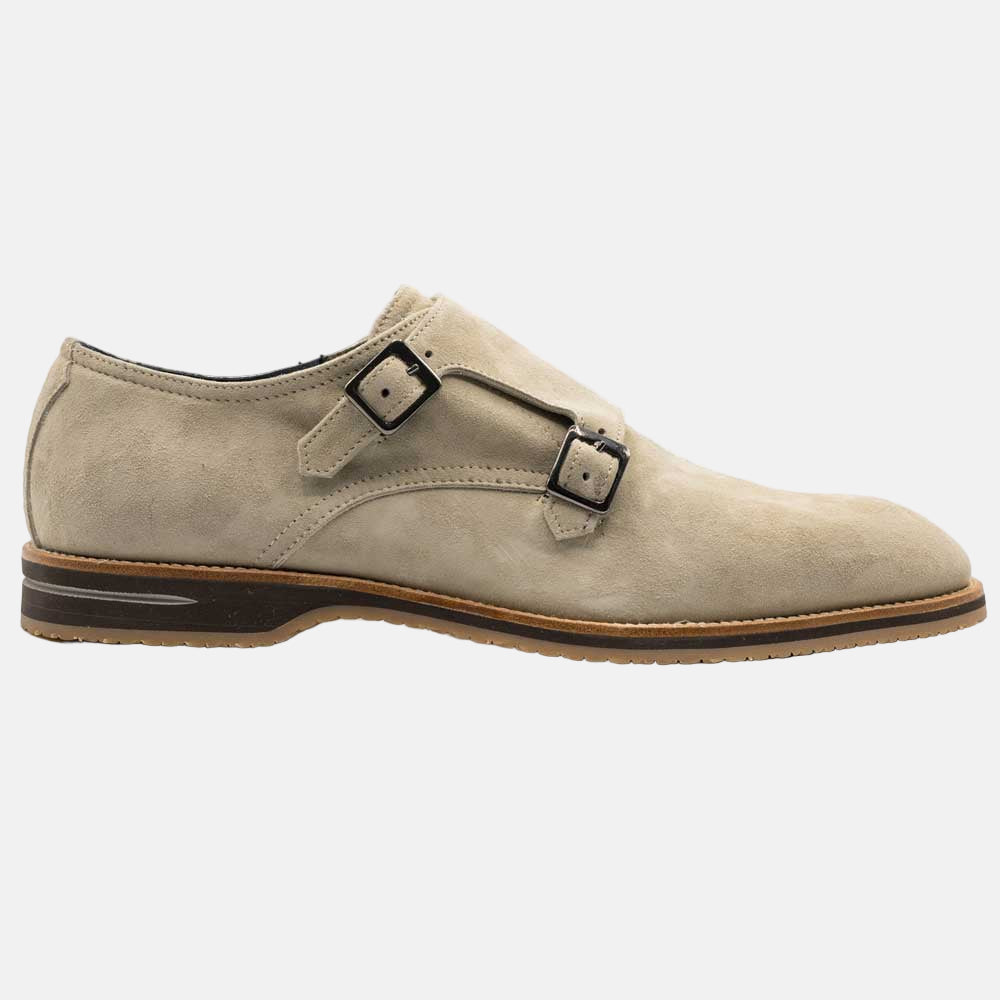 LEGERRA Sueded Goatskin Monkstrap | Sand
