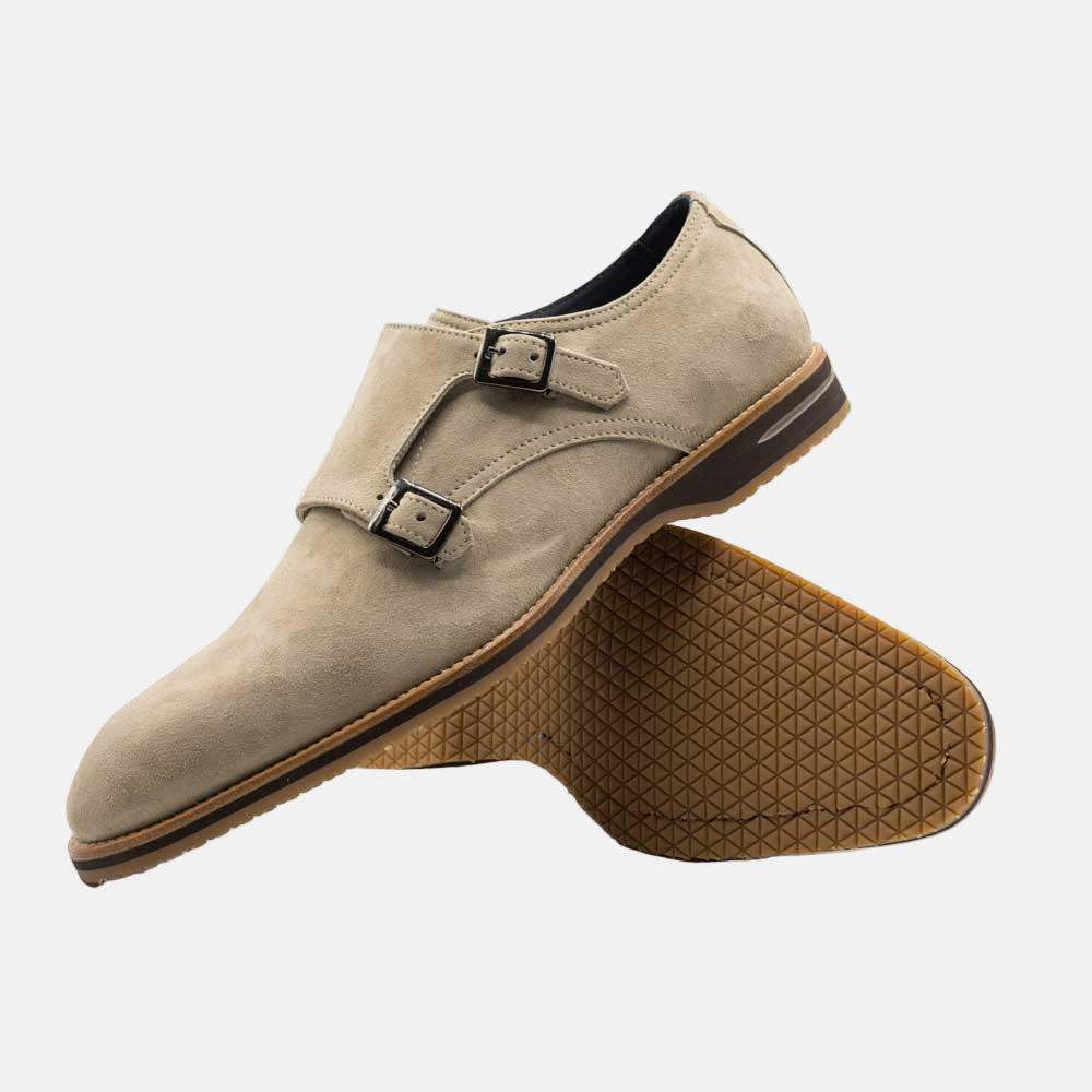 LEGERRA Sueded Goatskin Monkstrap | Sand