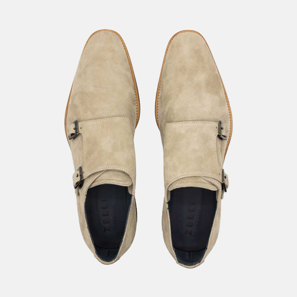 LEGERRA Sueded Goatskin Monkstrap | Sand