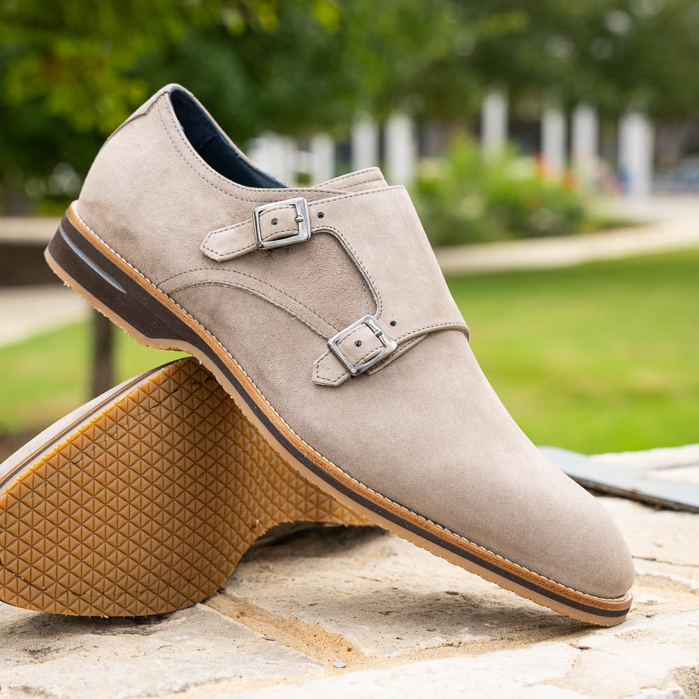 LEGERRA Sueded Goatskin Monkstrap | Sand