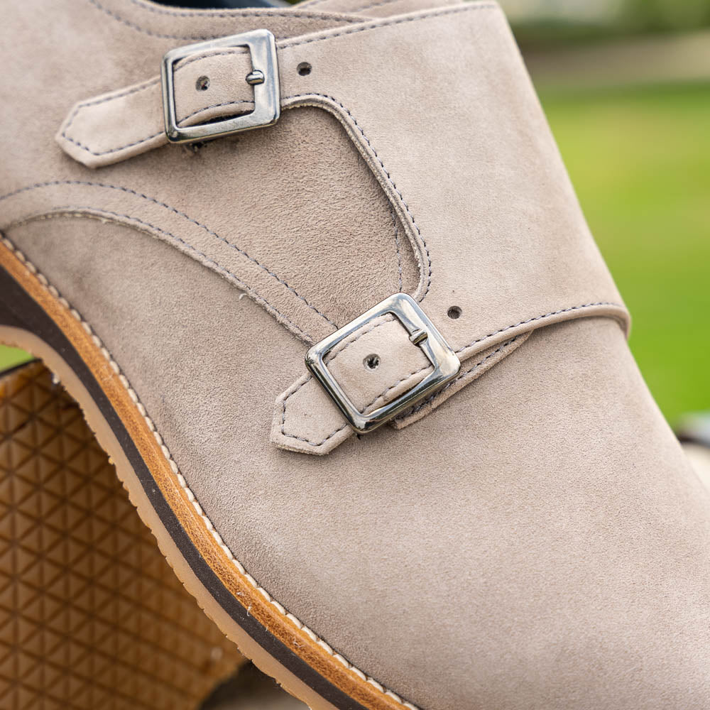 LEGERRA Sueded Goatskin Monkstrap | Sand
