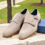 LEGERRA Sueded Goatskin Monkstrap | Sand