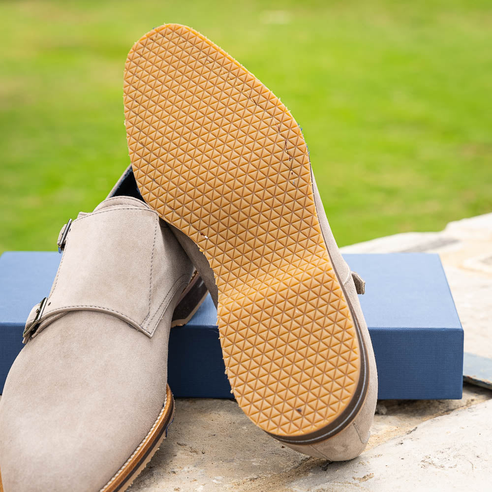 LEGERRA Sueded Goatskin Monkstrap | Sand