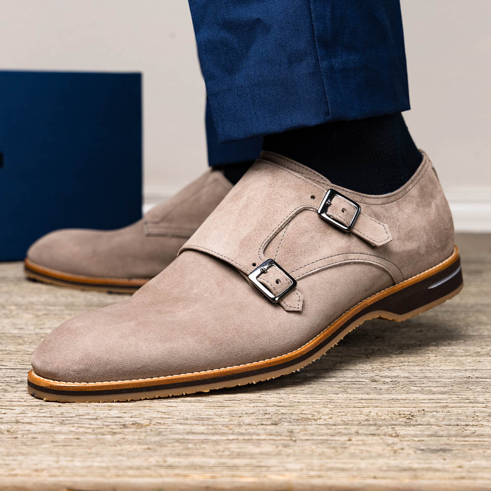LEGERRA Sueded Goatskin Monkstrap | Sand