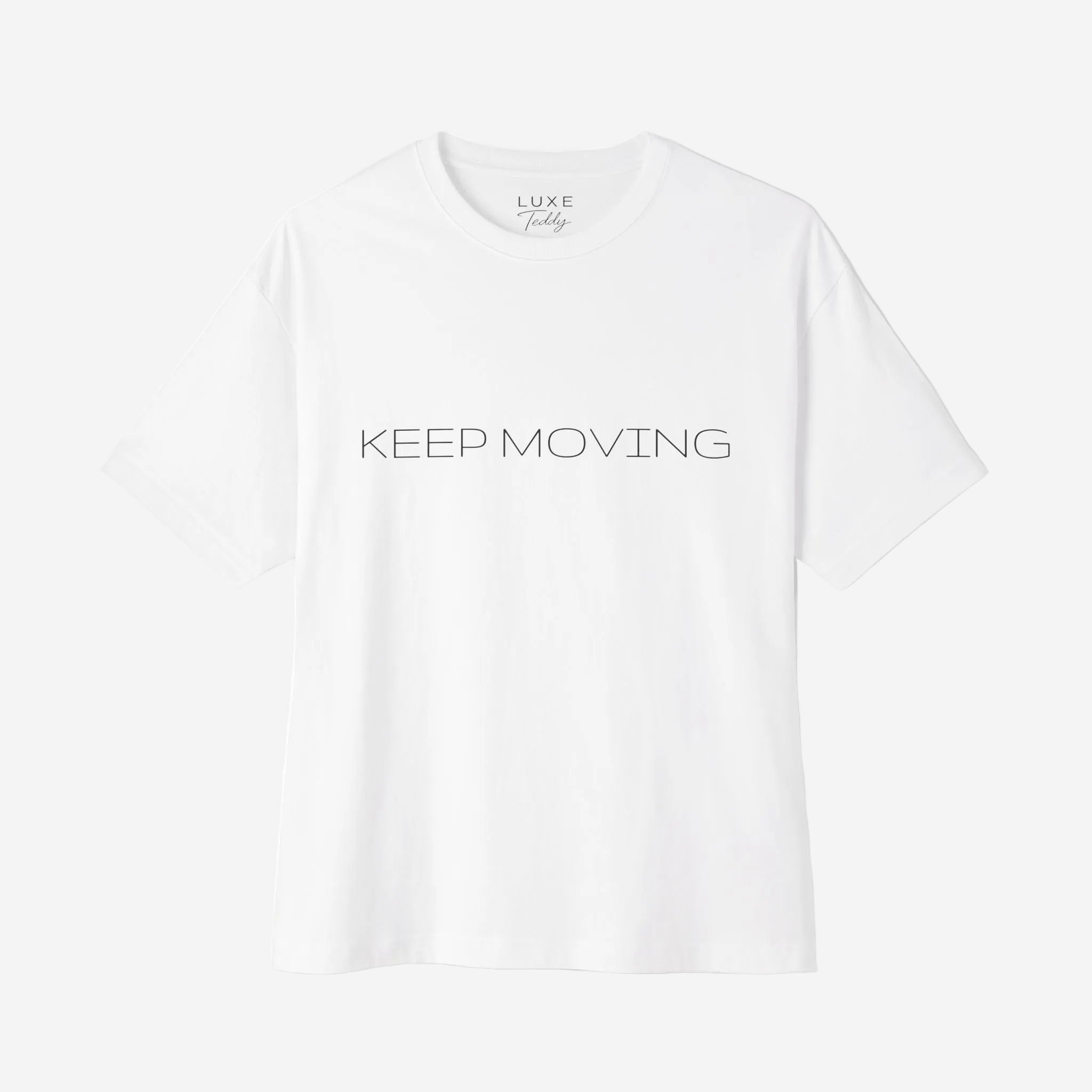 Luxe Teddy Oversized 'KEEP MOVING' Boxy Tee | 1023