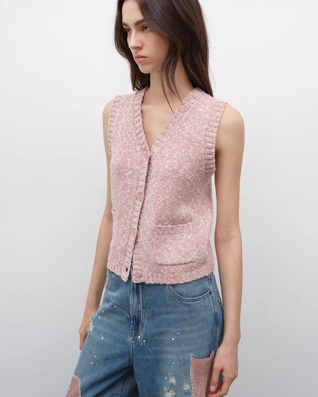 ‘Stacking Rehearsal’ Vintage Style Layering Wool Blend Knit Cardigan Vest