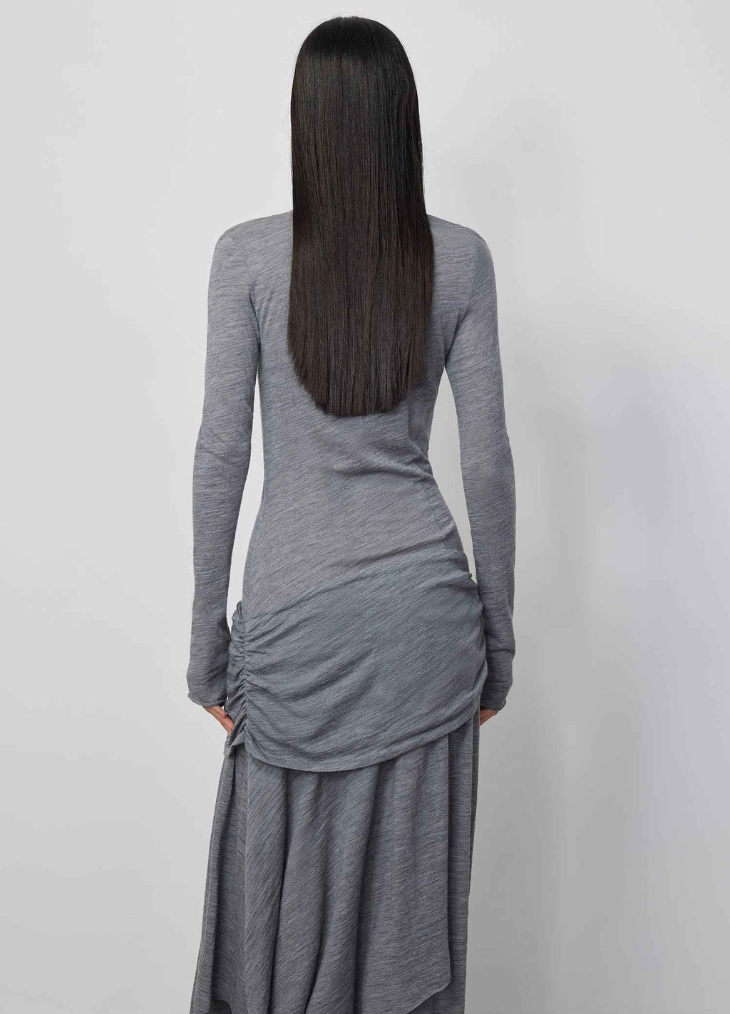 'Dreamy Ball' Lightweight and Breathable 100% Wool U-Neck Irregular Hem Dress