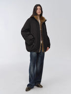 Fireladyfur Mid-Length Two-Tone Fox Fur Down Jacket 'Warm Dialogue'