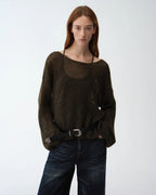 Mohair Sequin Knit Blend Hollow Oversized Sweater | Sparkling Spring