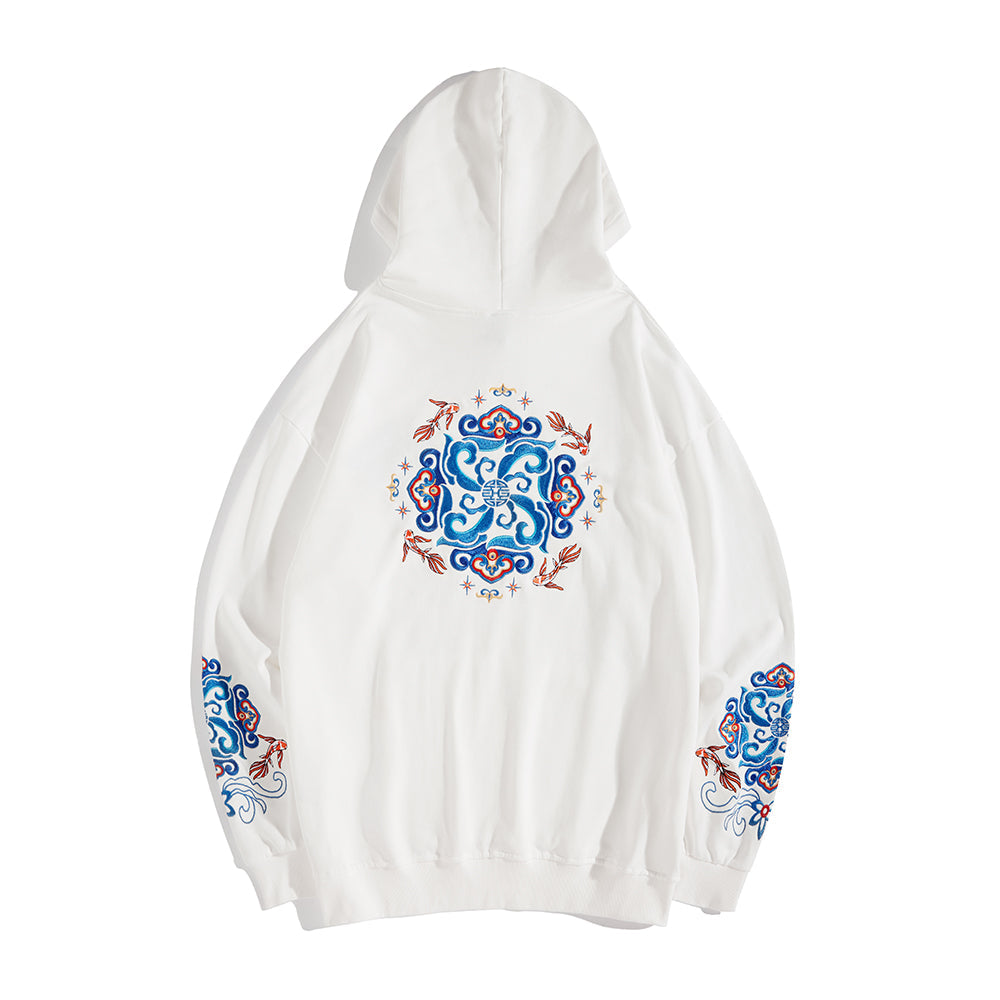 Fish Art Embroidery Hoodie | KH9201