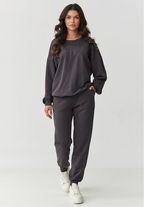Sweatshirt with Embroidery and Sweatpants Outfit Set
