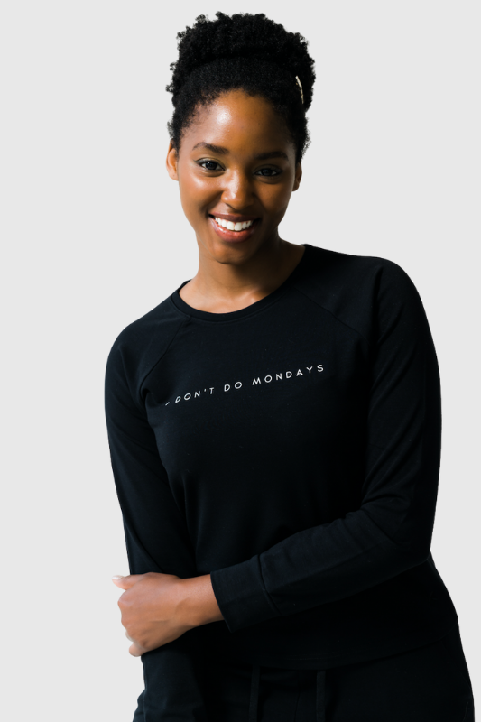 Women's 'I Don't Do Mondays' Bamboo Pullover | Black