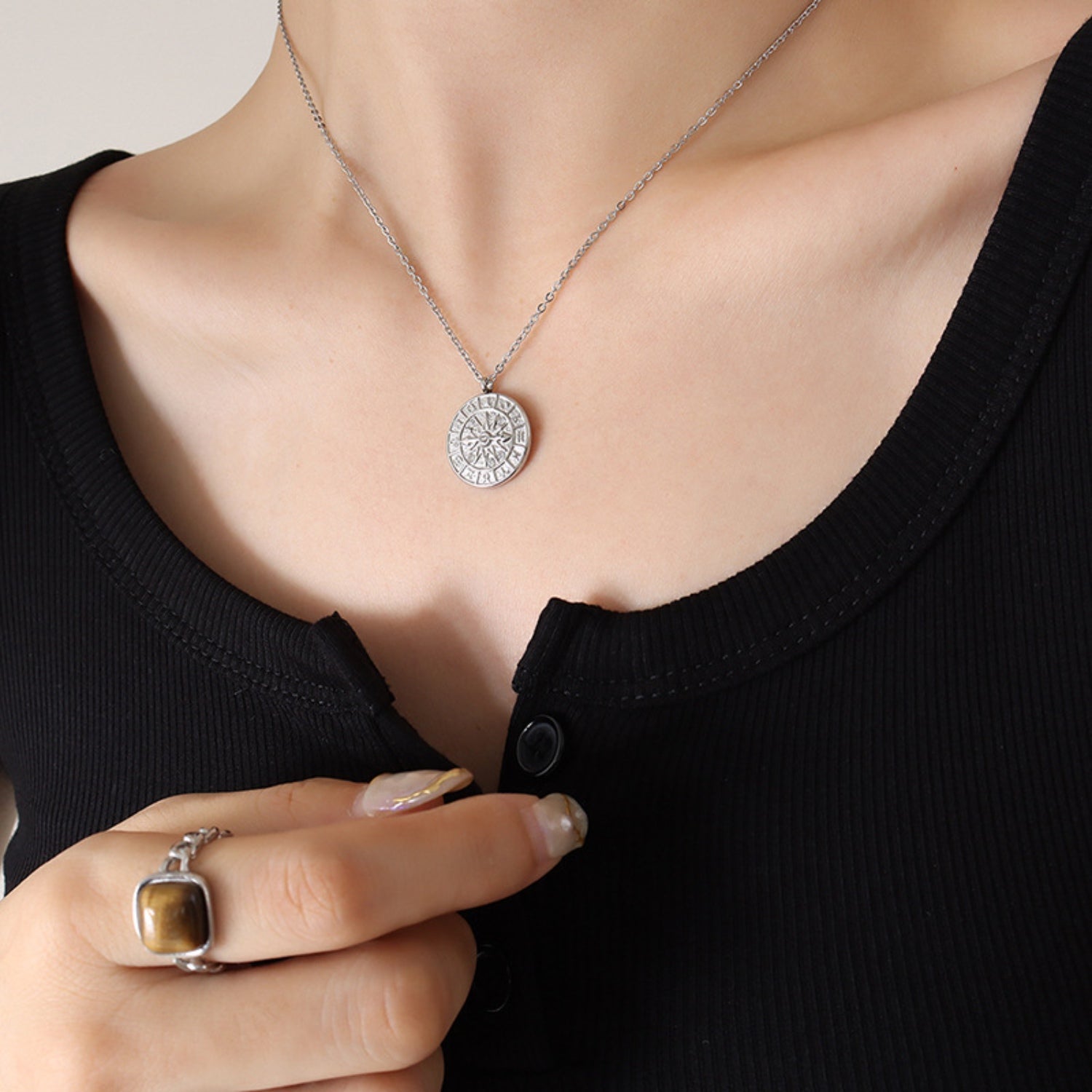Timepiece Shape Zodiac Pendant Necklace