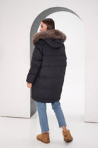 Genuine Polar Fox Insulated Coat | Black