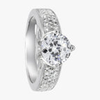 CZ 7mm Sterling Silver Plated Crossover Halo Promise Engagement Ring