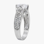 CZ 7mm Sterling Silver Plated Crossover Halo Promise Engagement Ring