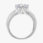 CZ 7mm Sterling Silver Plated Crossover Halo Promise Engagement Ring