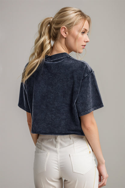 Washed Short Sleeve Cropped T-Shirt