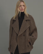 'Warm Cocoon' Italian Herringbone Wool Classic Lapel Short Coat