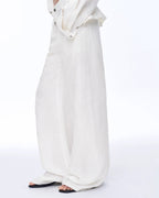 Fireladyfur Women's Stand-Up Silhouette Double Waist Linen Trousers ‘Berlin Street’