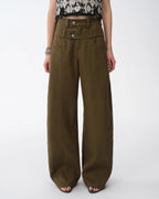 Old Money Style Linen Cut Scimitar Pants ‘Weiss Love Letter’