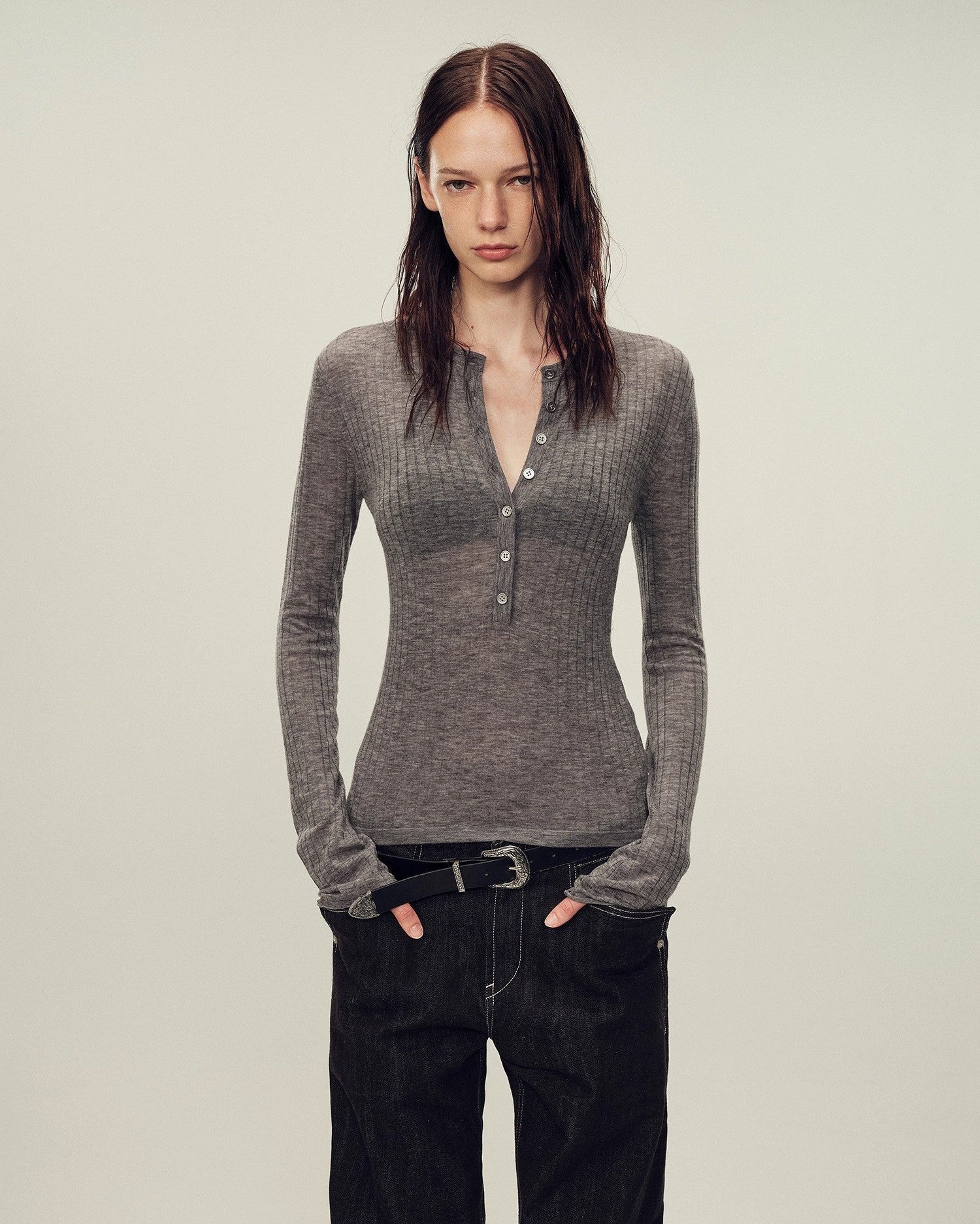 Ultrafine Wool Blend Versatile V-Neck Cardigan "Warm Brown Quiet Autumn"