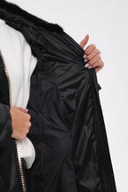 Genuine Mink Fur Trim Down Coat