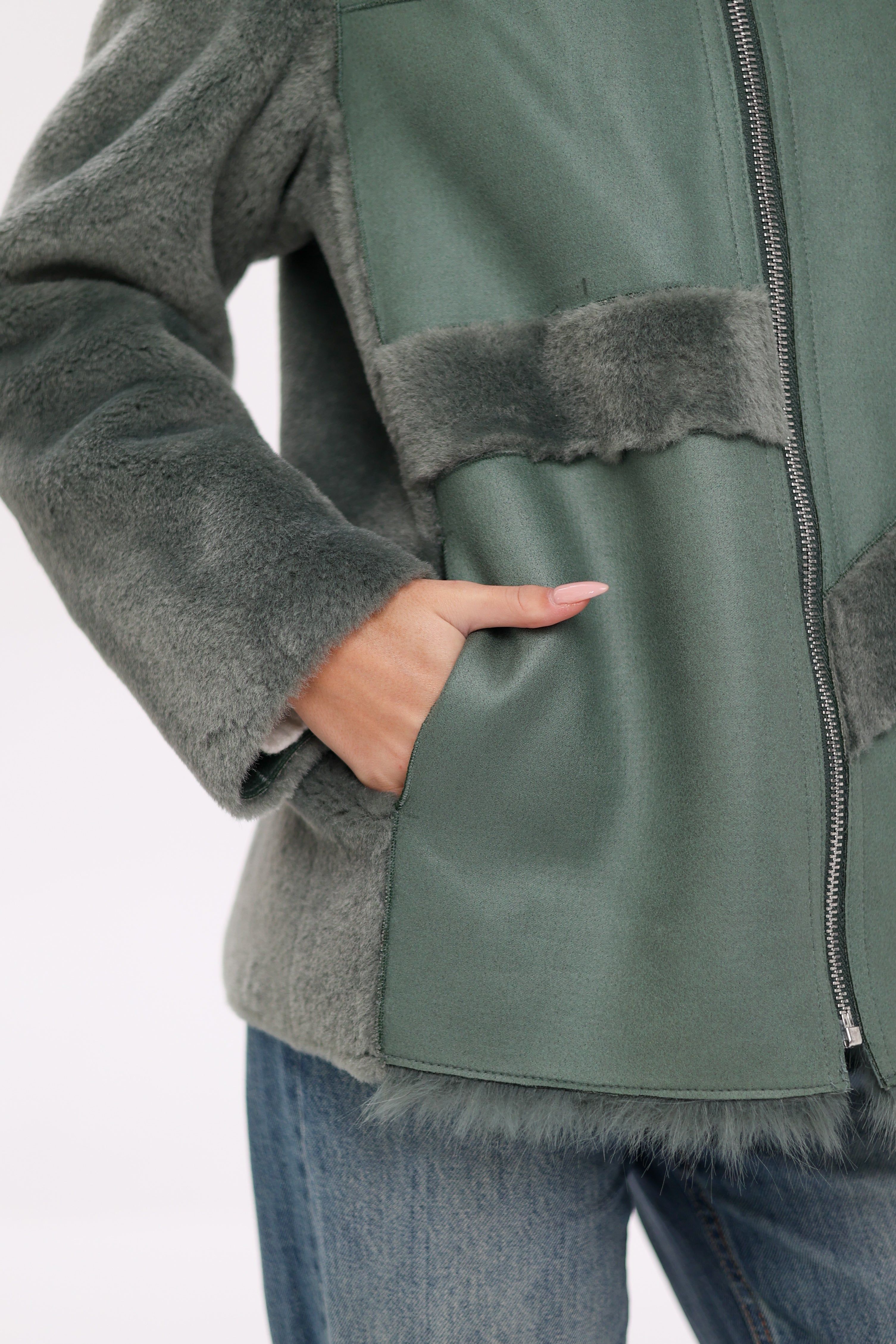 Reversible Hooded Wool Blend Jacket