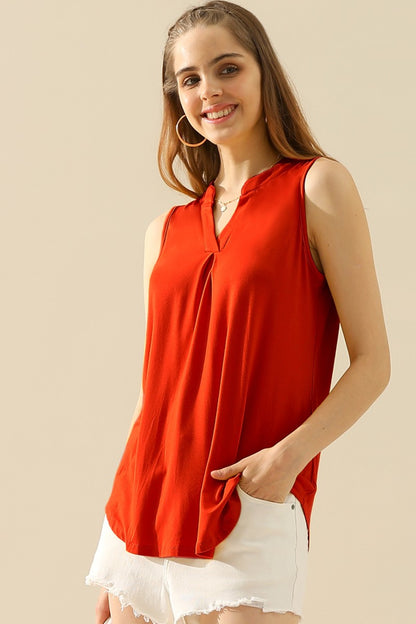 Ninexis Notched Sleeveless Top