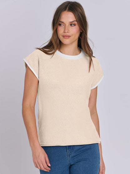 Contrast Cap Sleeve Sweater