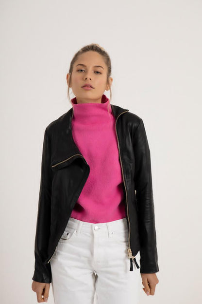 Basic High Neck Biker Jacket