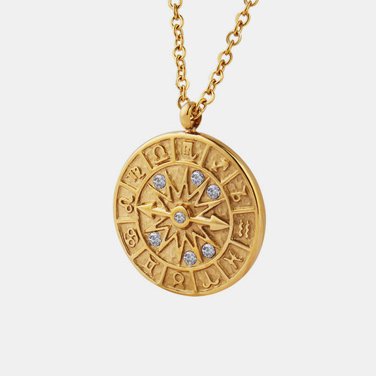 Timepiece Shape Zodiac Pendant Necklace