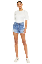 KanCan High Rise Double Button Blue Denim Jean Shorts