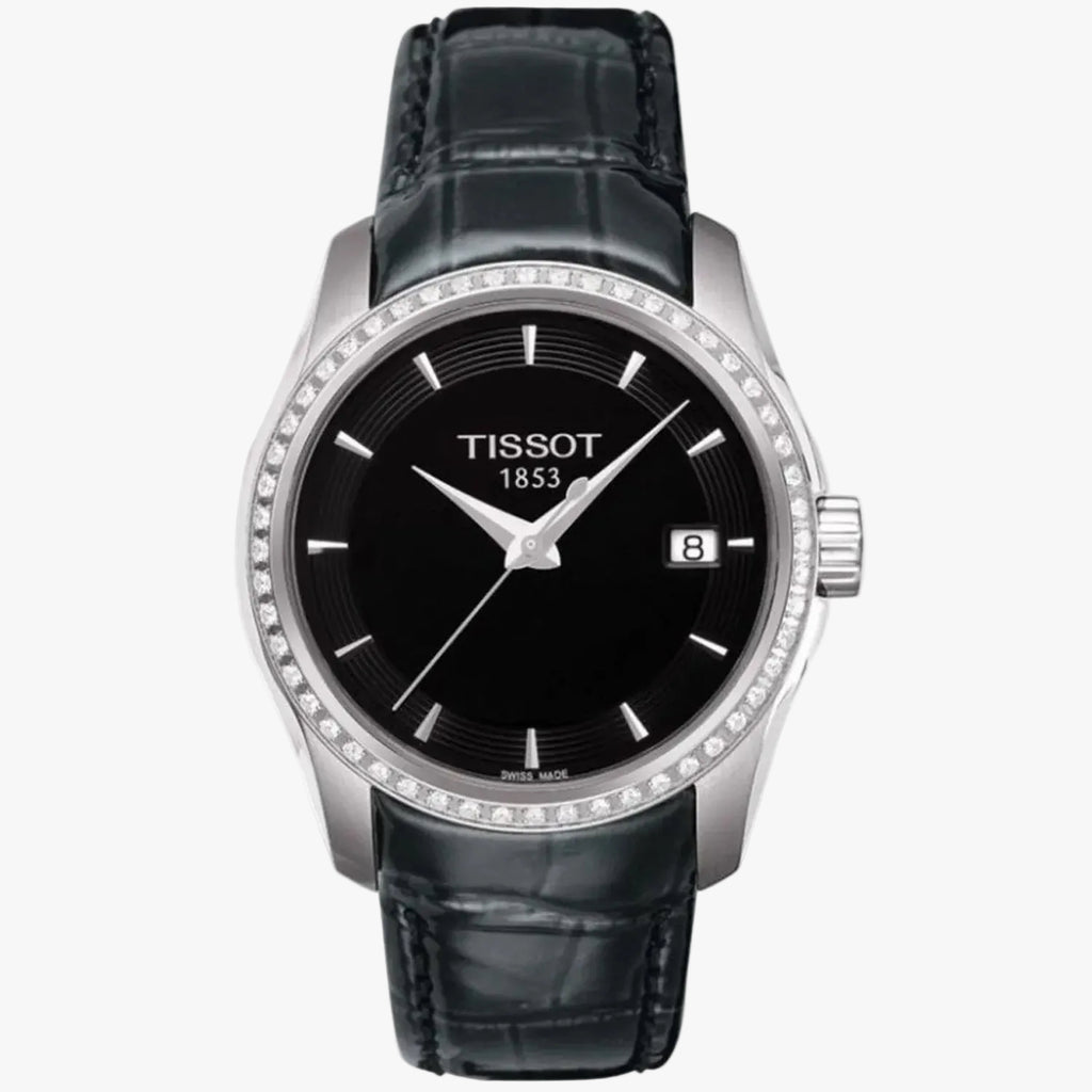 Tissot Couturier Watch | Women | Black Dial + Leather Strap